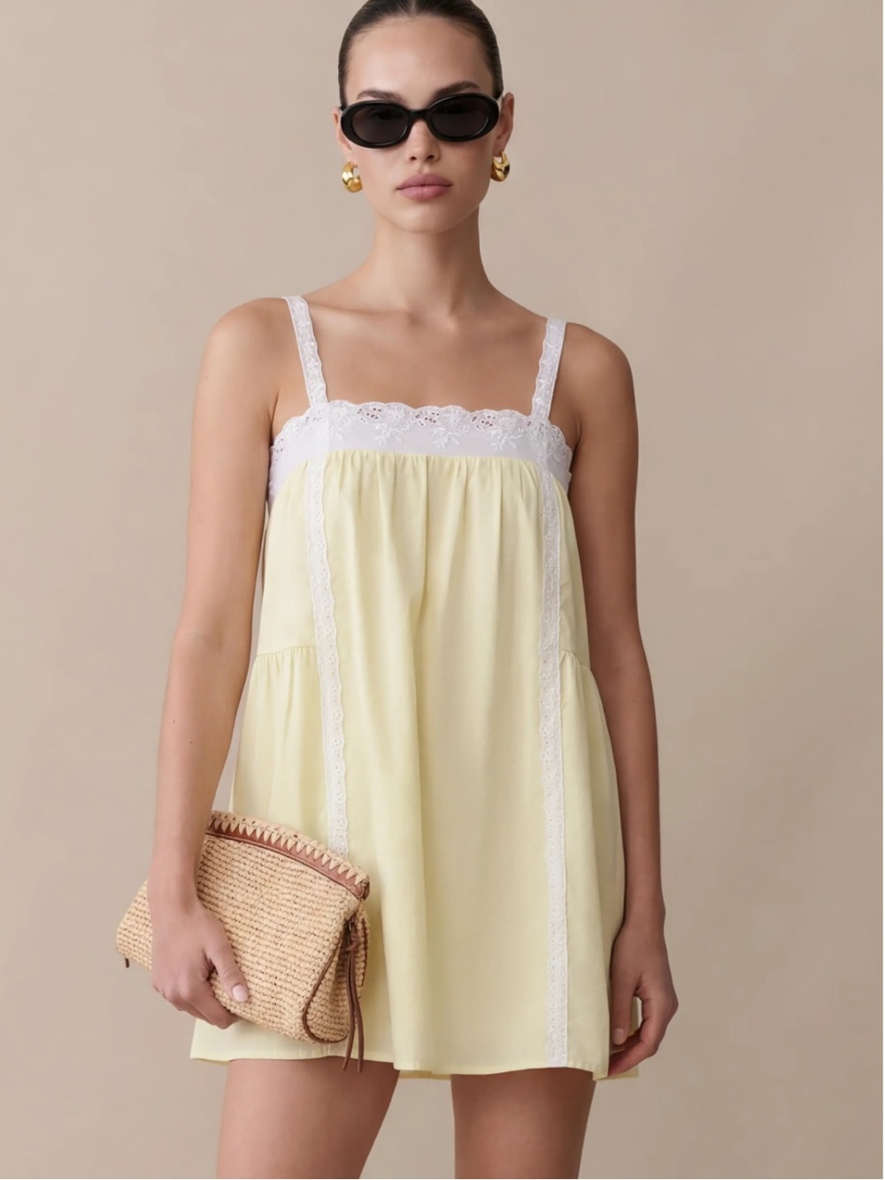 NWT Kourt Florence Cotton Butter Baby Doll Embroidered Detail Few Moda Dress M,S